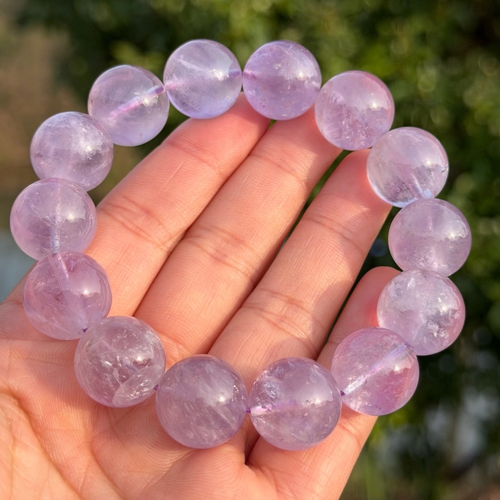 16mm chunky stretchable lavender amethyst bracelet 1074